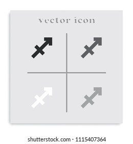 Sagittarius zodiac sign flat black and white vector icon.