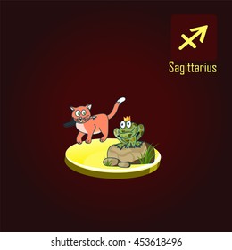 Sagittarius zodiac sign in the form of cute cat