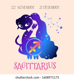 Sagittarius zodiac sign, horoscope, Sagittarius constellation, vector illustration eps 10