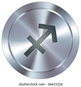 Sagittarius zodiac sign horoscope icon on round stainless steel modern industrial button