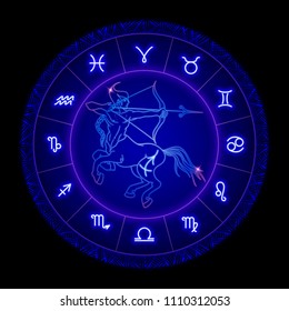 Sagittarius zodiac sign, horoscope symbol, vector illustration