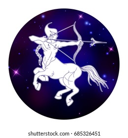 Sagittarius zodiac sign, horoscope symbol, vector illustration