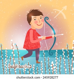 Sagittarius zodiac sign of Horoscope. Vector Illustration.