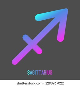 Sagittarius zodiac sign icon with liquid,fluid pink turquoise on dark background. Star signs for astrology horoscope. stylized symbols. Vector illustration.
