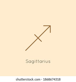 Sagittarius Zodiac sign Icon in a Minimal Linear Style. Vector Horoscope Symbol for Astrology, Calendar, Tattoo, t-shirt print