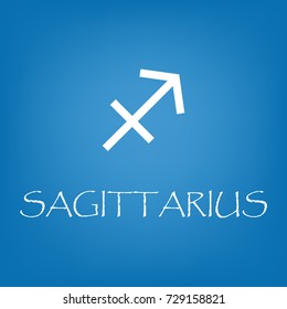 Sagittarius zodiac sign icon. Vector simple illustration of Sagittarius zodiac sign icon on blue background for any web design