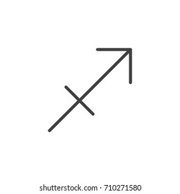 Sagittarius zodiac sign line icon, outline vector sign, linear style pictogram isolated on white. Astrology symbol, logo illustration. Editable stroke.