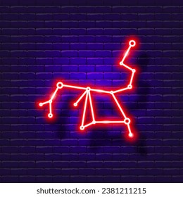 Sagittarius zodiac sign neon icon. Astrological zodiac signs glowing symbol