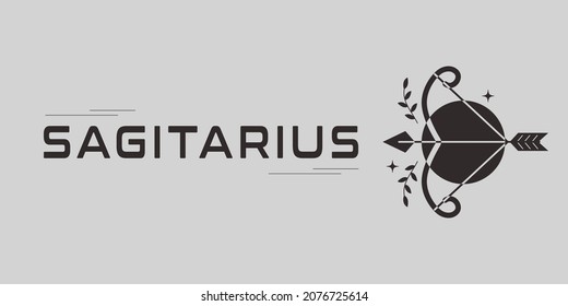 sagittarius zodiac sign on gray background.