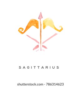 Sagittarius zodiac sign, part of zodiacal system watercolor vector illustration isolated on a white background