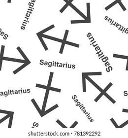 Sagittarius zodiac sign seamless pattern background. Business flat vector illustration. Sagittarius astrology sign symbol pattern.
