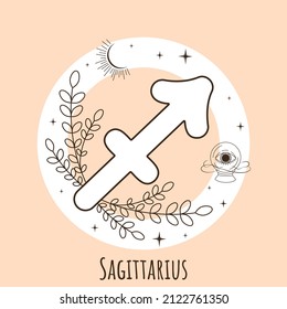 Sagittarius, zodiac sign, zodiac signs icons in boho style, trendy vector illustration, zodiac vector illustration, astrology