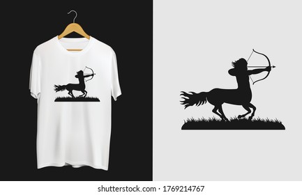 Sagittarius zodiac sign silhouette - vector and illustration for t-shirt.black and white.