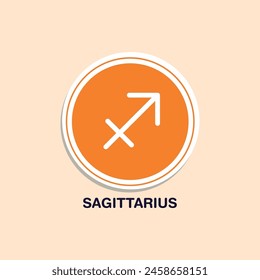 Sagittarius Zodiac Sign Sticker Vector Illustration