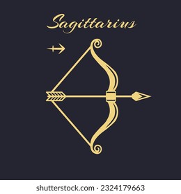 Sagittarius zodiac sign. Symbol and icon of astrology horoscope. Vector illustrations