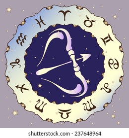 Sagittarius zodiac sign, vector illustration