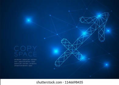 Sagittarius Zodiac sign wireframe Polygon frame structure, Fortune teller concept design illustration isolated on blue gradient background with copy space, vector eps 10