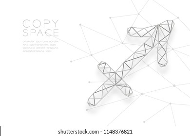 Sagittarius Zodiac sign wireframe Polygon silver frame structure, Fortune teller concept design illustration isolated on white background with copy space, vector eps 10