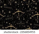 Sagittarius zodiac star seamless pattern. Sagittarius sign symbol stars Vector EPS10 , Design for fashion , fabric, textile, wallpaper, cover, web , wrapping and all prints