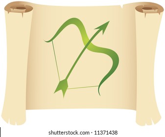 Sagittarius zodiac star sign on a grunge manuscript