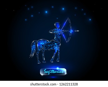 Sagittarius. Zodiac symbol on a background of the starry sky. Signs of the zodiac, astrology.