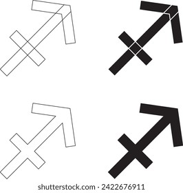 Sagittarius zodiac symbol vector graphics isolated on a white background.