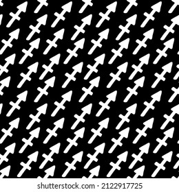 Sagittarius zodiac symbols black and white seamless pattern vector