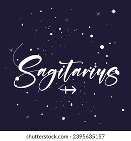 Sagittarius zodiac typography and calligraphy, astrologi Sagittarius element, Abstract illustration of the zodiac sign Sagittarius, Icon Astrology Sagittarius, Zodiac icon. Astrology. Vector illustrat