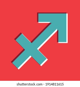 Sagittarius zodiac vector in flat style. Hipster horoscope symbols. Sagittarius astrology zodiac sign.
