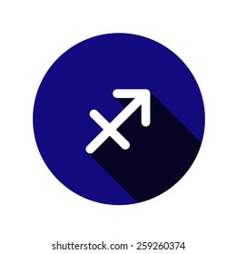 Sagittarius  Zodiac,Flat style with long shadows with lucky color  background
