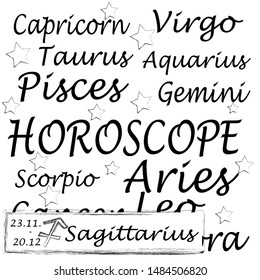 Sagittarius.Horoscope scene with zodiac sing.Astrology.Space.
