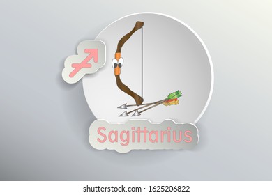 Sagittarius.Zodiac sign cartoon vector illustration.Astrological symbol.