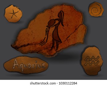 Sagittarius.Zodiacal constellation in the form of cave painting.