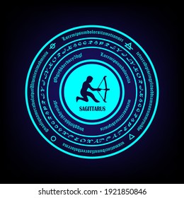 Sagittarus vector illustration with a magic ring looks energetic.