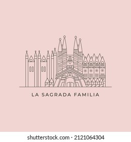 sagrada familia line art building icon logo vector symbol illustration design