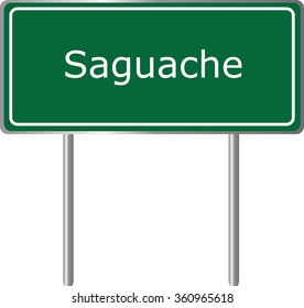 Saguache , Colorado,  road sign green vector illustration, road table, USA city