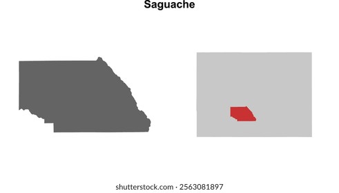Saguache County (Colorado) blank outline map set