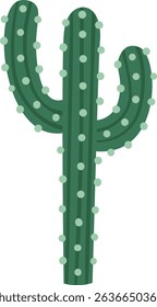Saguaro cactus with its characteristic arms growing in the desert under the scorching sun, a symbol of resilience and adaptation to arid environments