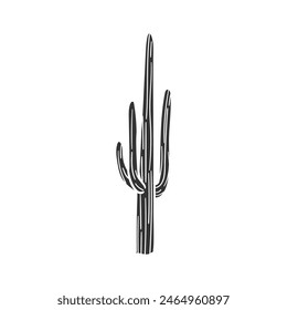 Saguaro Cactus Icon Silhouette Illustration. Desert Plant Vector Graphic Pictogram Symbol Clip Art. Doodle Sketch Black Sign.