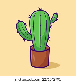 Saguaro cactus plant Vector, Flat Icon, Flat Design