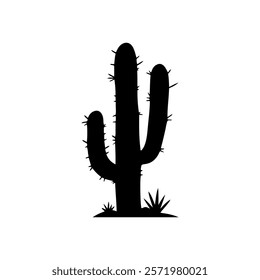 Saguaro cactus silhouette icon vector illustration design on white background.