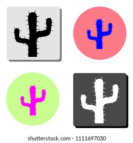 Saguaro cactus. simple flat vector icon illustration on four different color backgrounds