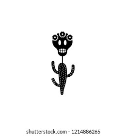 saguaro cactus, sugar skull icon. Element of day dead icon for mobile concept and web apps. Detailed saguaro cactus, sugar skull icon can be used for web and mobile