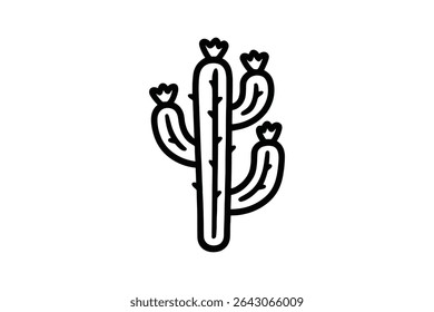 Saguaro Cactus Vector Line Art Illustration of Desert Plant for Southwestern Designs