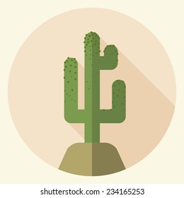 Saguaro icon with long shadow. Flat design