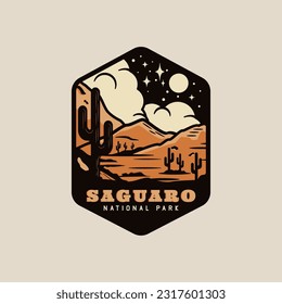 saguaro national park logo vintage vector symbol illustration design