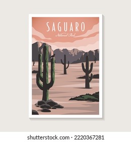 Saguaro National Park poster vector illustration design, Desert poster design