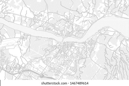 Saguenay, Quebec, Canada, bright outlined vector map with bigger and minor roads and steets created for infographic backgrounds.