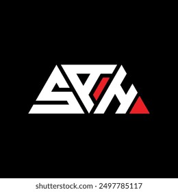 SAH triangle letter logo design with triangle shape. SAH triangle logo design monogram. SAH triangle vector logo template with red color. SAH triangular logo Simple, Elegant, and Luxurious design.