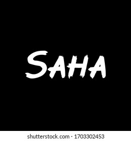 Saha brush paint hand drawn lettering on black background. Thanks in arabian language templates for greeting cards, overlays, posters